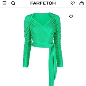 Cult Gaia paislee green embellished rhinestone top